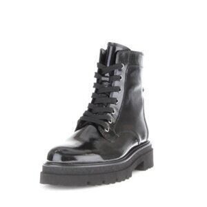 NWT GABOR US5.5 Ankle Boot Patent Leather Platform Zip/Lace Black UK3 / US5.5